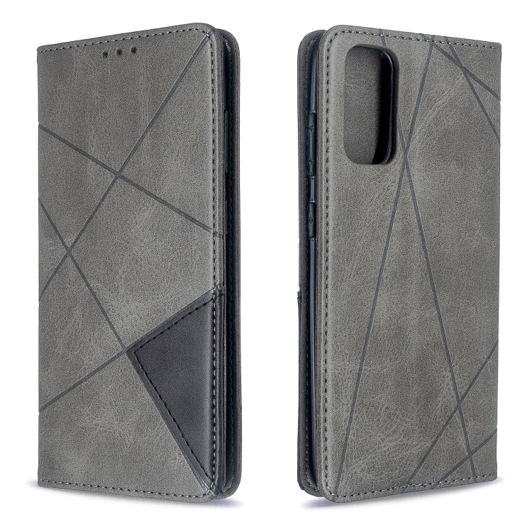 For Galaxy S20 Rhombus Texture Horizontal Flip Magnetic Leather Case with Holder & Card Slots