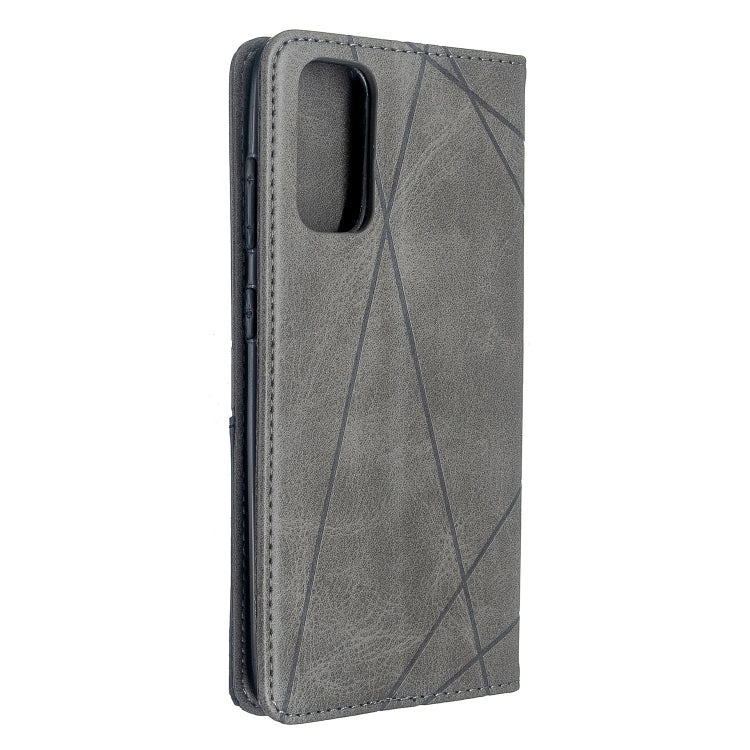 For Galaxy S20 Rhombus Texture Horizontal Flip Magnetic Leather Case with Holder & Card Slots