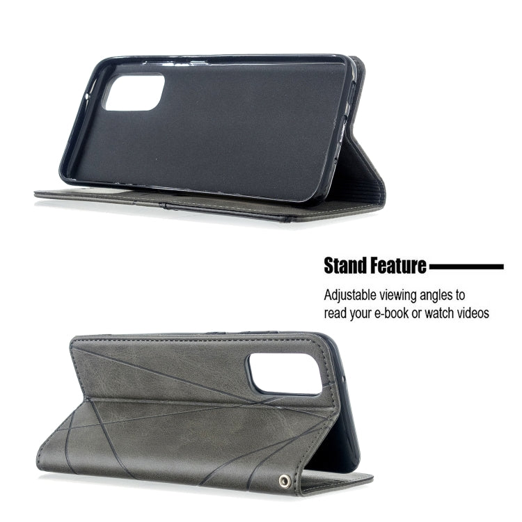 For Galaxy S20 Rhombus Texture Horizontal Flip Magnetic Leather Case with Holder & Card Slots