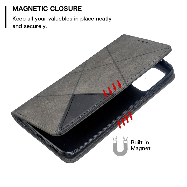 For Galaxy S20 Rhombus Texture Horizontal Flip Magnetic Leather Case with Holder & Card Slots