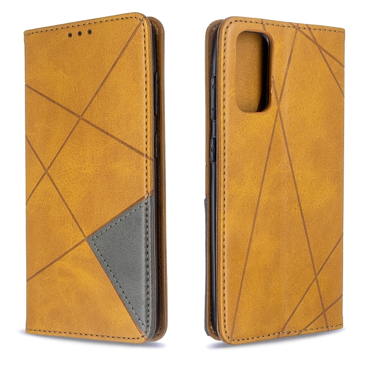 For Galaxy S20 Rhombus Texture Horizontal Flip Magnetic Leather Case with Holder & Card Slots