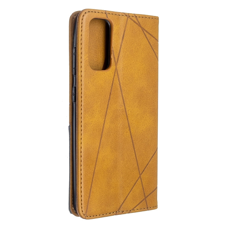 For Galaxy S20 Rhombus Texture Horizontal Flip Magnetic Leather Case with Holder & Card Slots