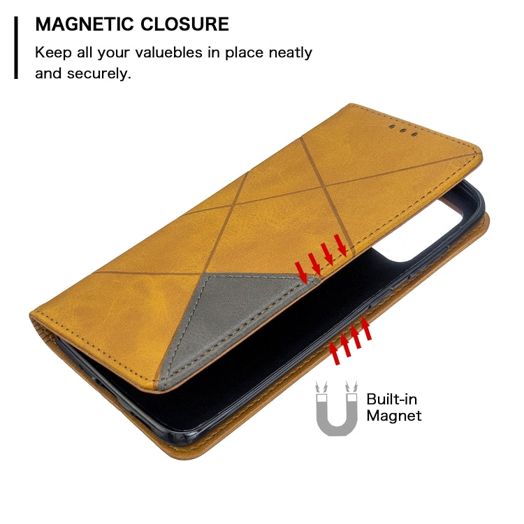 For Galaxy S20 Rhombus Texture Horizontal Flip Magnetic Leather Case with Holder & Card Slots