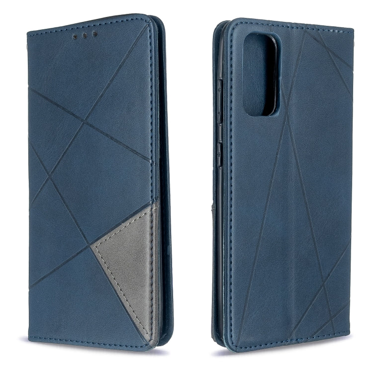 For Galaxy S20 Rhombus Texture Horizontal Flip Magnetic Leather Case with Holder & Card Slots