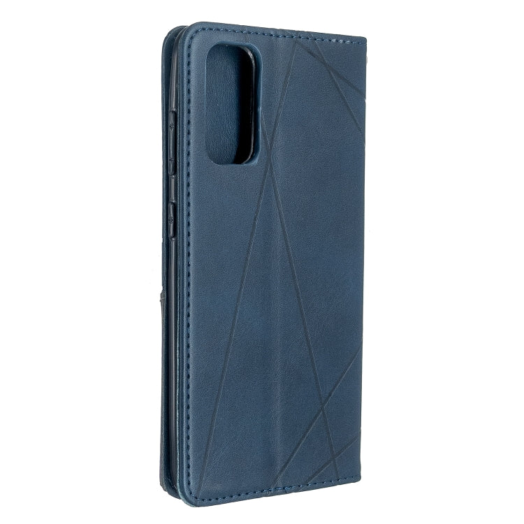 For Galaxy S20 Rhombus Texture Horizontal Flip Magnetic Leather Case with Holder & Card Slots