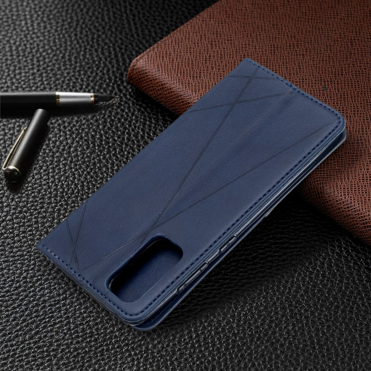 For Galaxy S20 Rhombus Texture Horizontal Flip Magnetic Leather Case with Holder & Card Slots