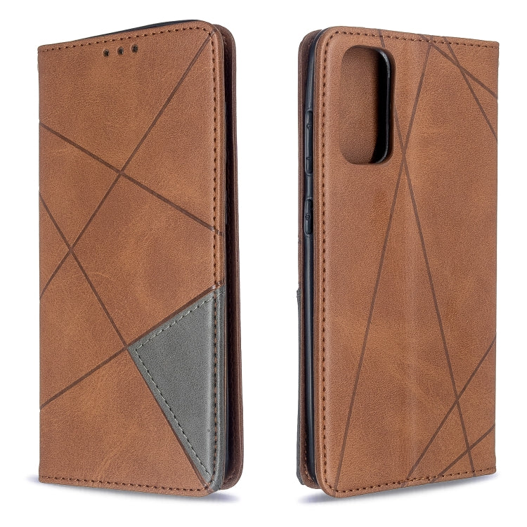 For Galaxy S20 Rhombus Texture Horizontal Flip Magnetic Leather Case with Holder & Card Slots