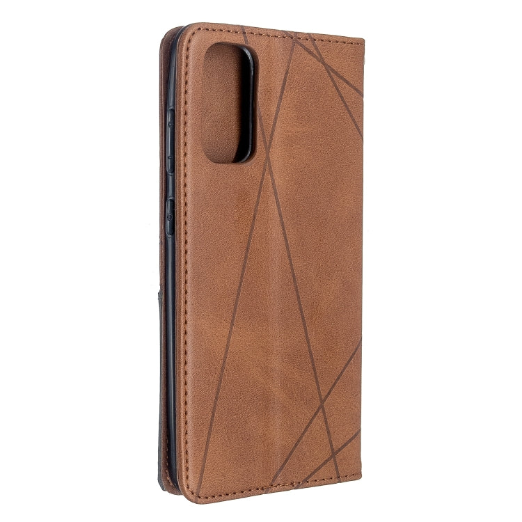 For Galaxy S20 Rhombus Texture Horizontal Flip Magnetic Leather Case with Holder & Card Slots
