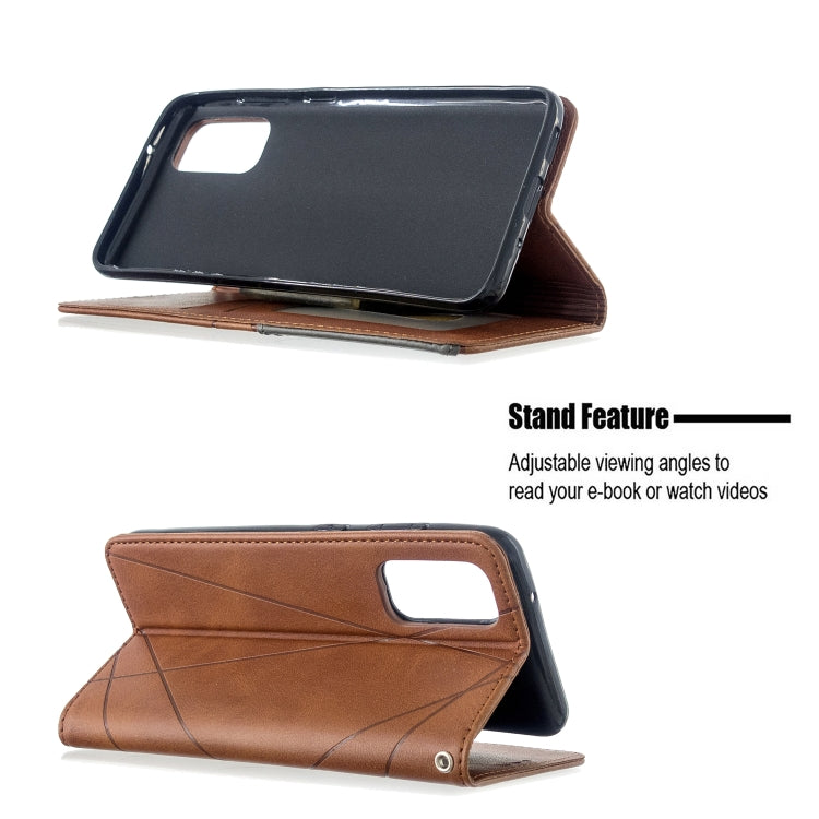 For Galaxy S20 Rhombus Texture Horizontal Flip Magnetic Leather Case with Holder & Card Slots
