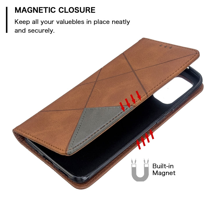 For Galaxy S20 Rhombus Texture Horizontal Flip Magnetic Leather Case with Holder & Card Slots