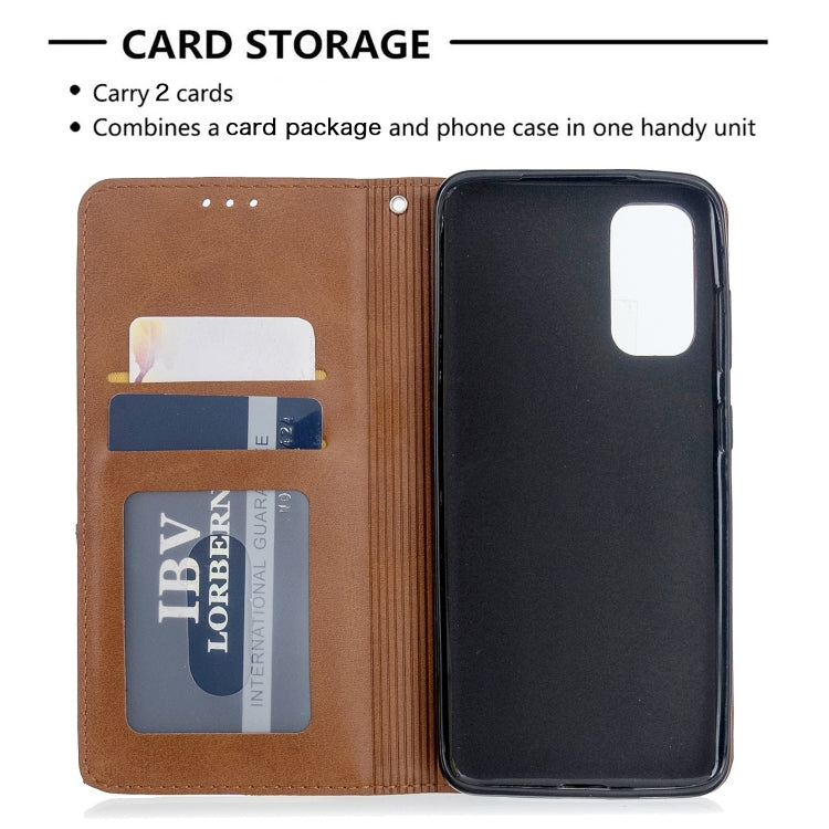 For Galaxy S20 Rhombus Texture Horizontal Flip Magnetic Leather Case with Holder & Card Slots