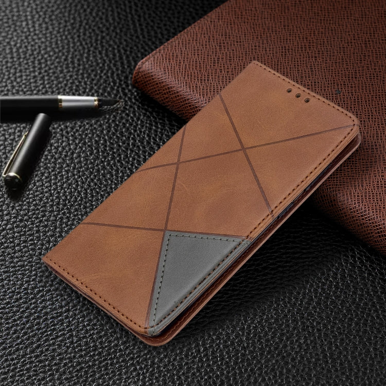 For Galaxy S20 Rhombus Texture Horizontal Flip Magnetic Leather Case with Holder & Card Slots