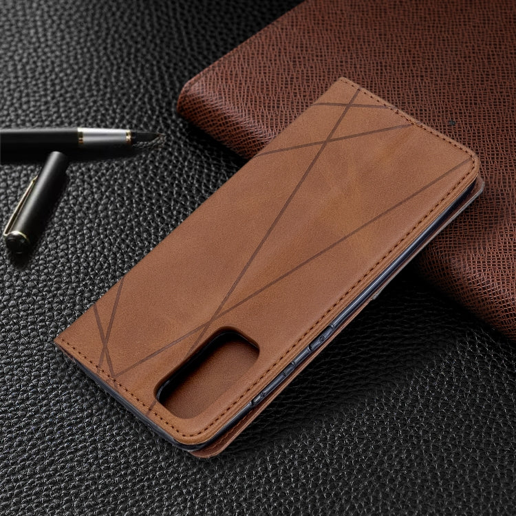 For Galaxy S20 Rhombus Texture Horizontal Flip Magnetic Leather Case with Holder & Card Slots