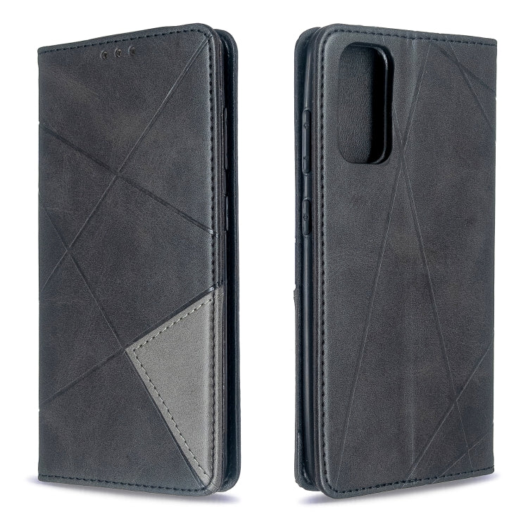 For Galaxy S20 Rhombus Texture Horizontal Flip Magnetic Leather Case with Holder & Card Slots