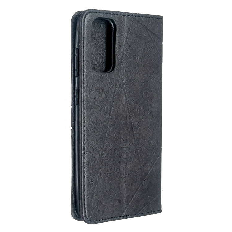 For Galaxy S20 Rhombus Texture Horizontal Flip Magnetic Leather Case with Holder & Card Slots