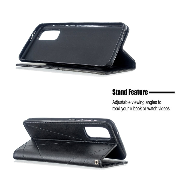 For Galaxy S20 Rhombus Texture Horizontal Flip Magnetic Leather Case with Holder & Card Slots