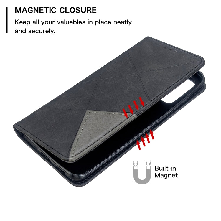 For Galaxy S20 Rhombus Texture Horizontal Flip Magnetic Leather Case with Holder & Card Slots