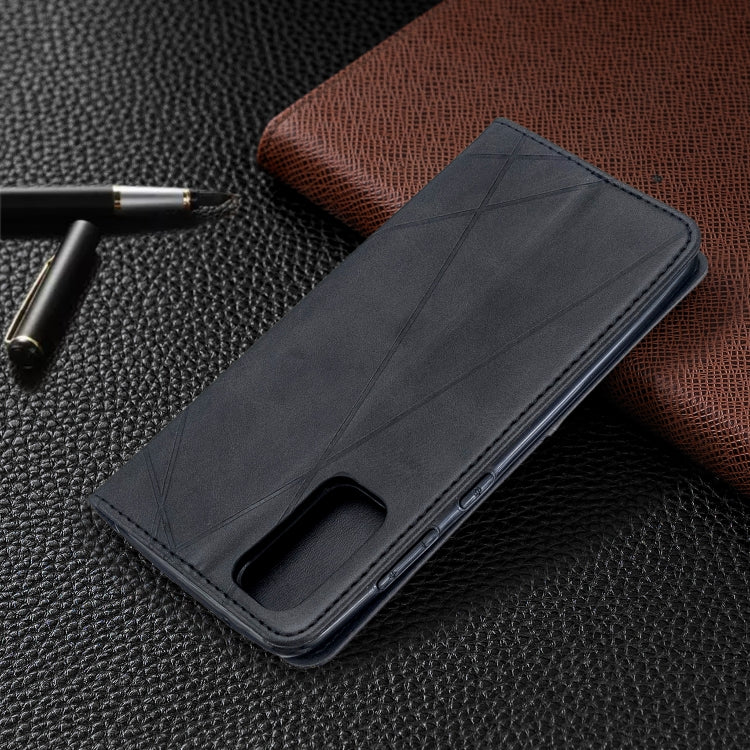 For Galaxy S20 Rhombus Texture Horizontal Flip Magnetic Leather Case with Holder & Card Slots