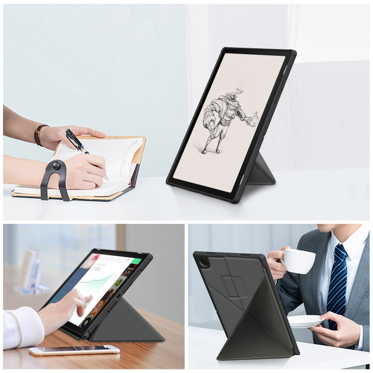For Samsung Galaxy Tab A8 2021 Cloth Texture Multi-folding PU Leather Tablet Case