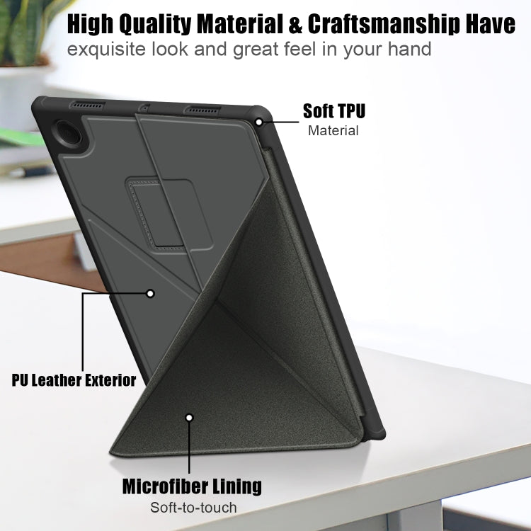 For Samsung Galaxy Tab A8 2021 Cloth Texture Multi-folding PU Leather Tablet Case