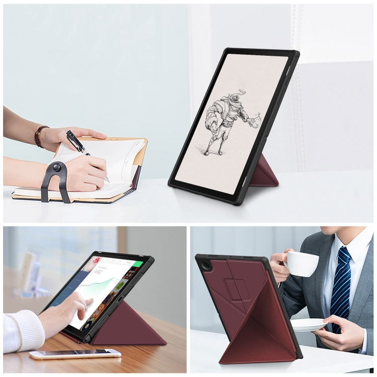 For Samsung Galaxy Tab A8 2021 Cloth Texture Multi-folding PU Leather Tablet Case
