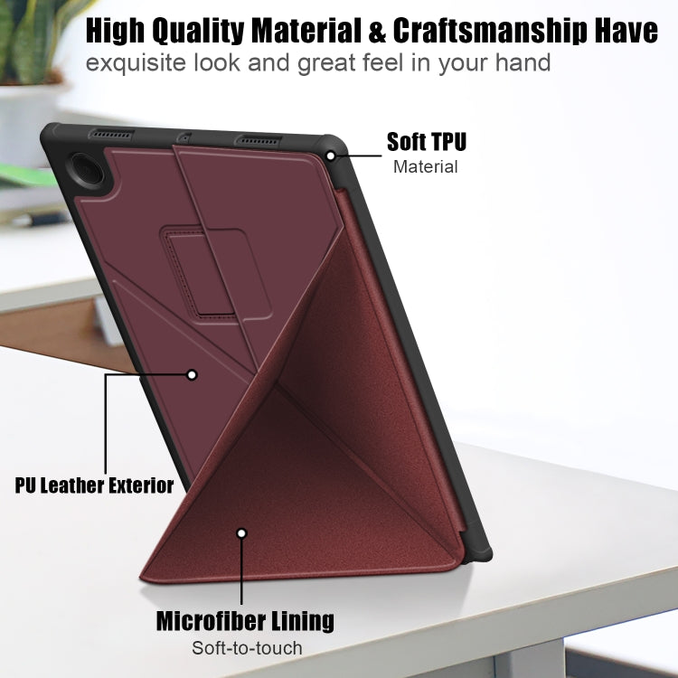 For Samsung Galaxy Tab A8 2021 Cloth Texture Multi-folding PU Leather Tablet Case