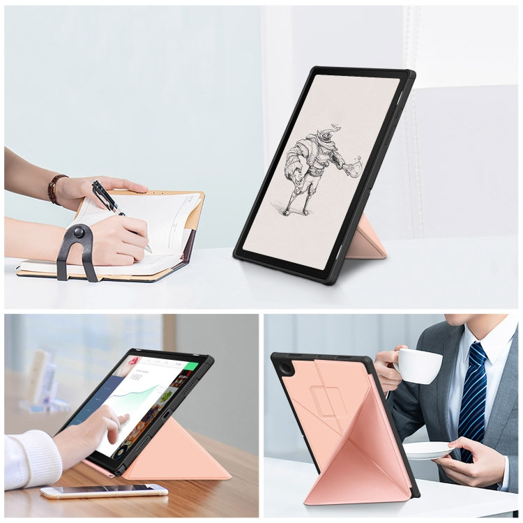 For Samsung Galaxy Tab A8 2021 Cloth Texture Multi-folding PU Leather Tablet Case