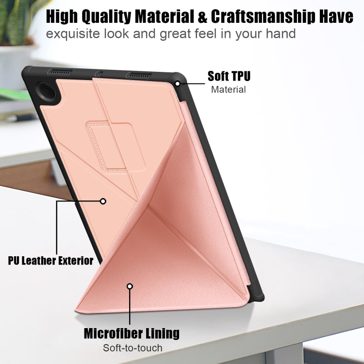 For Samsung Galaxy Tab A8 2021 Cloth Texture Multi-folding PU Leather Tablet Case