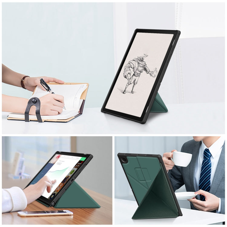 For Samsung Galaxy Tab A8 2021 Cloth Texture Multi-folding PU Leather Tablet Case