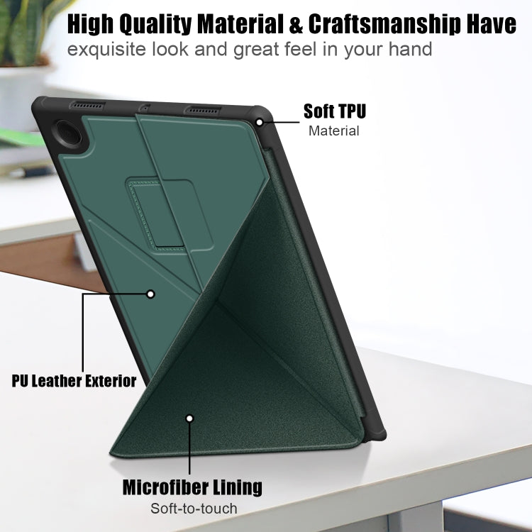 For Samsung Galaxy Tab A8 2021 Cloth Texture Multi-folding PU Leather Tablet Case
