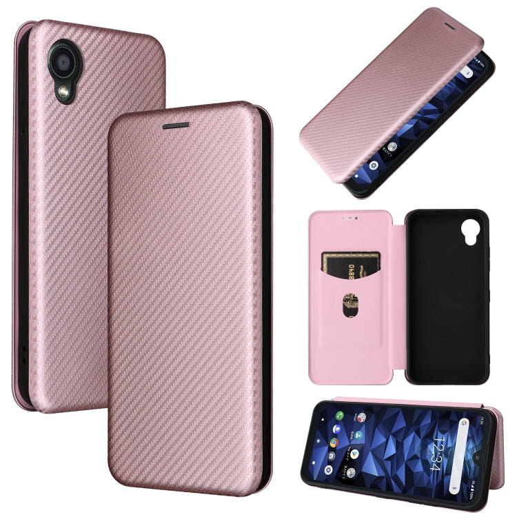 For Kyocera DIGNO BX2 Carbon Fiber Texture Horizontal Flip PU Phone Case