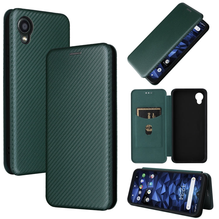 For Kyocera DIGNO BX2 Carbon Fiber Texture Horizontal Flip PU Phone Case