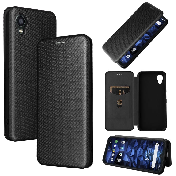 For Kyocera DIGNO BX2 Carbon Fiber Texture Horizontal Flip PU Phone Case