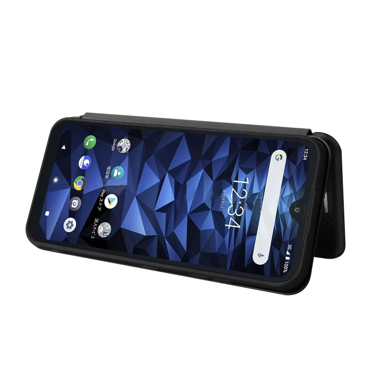 For Kyocera DIGNO BX2 Carbon Fiber Texture Horizontal Flip PU Phone Case