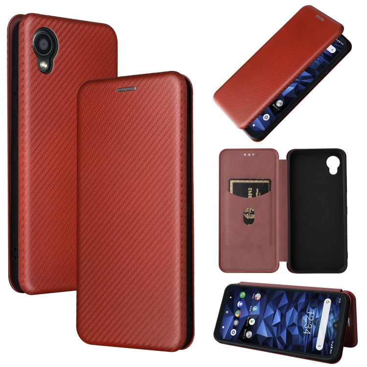 For Kyocera DIGNO BX2 Carbon Fiber Texture Horizontal Flip PU Phone Case