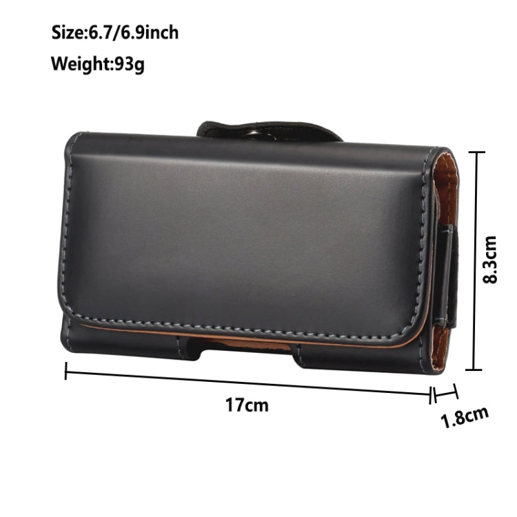Glossy Texture Waist Hanging Phone Case For 6.7-6.9 inch Phone(Black)