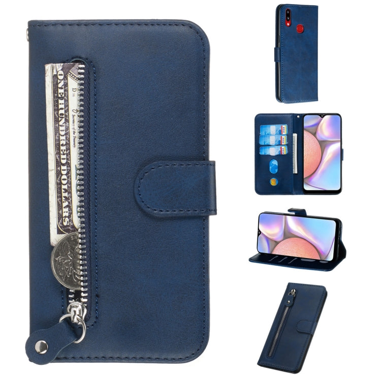 For Galaxy A10s Fashion Calf Texture Zipper Horizontal Flip PU Leather Case, with Holder & Card Slots & Wallet