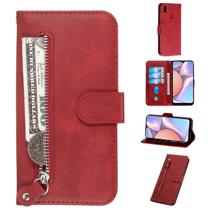 For Galaxy A10s Fashion Calf Texture Zipper Horizontal Flip PU Leather Case, with Holder & Card Slots & Wallet