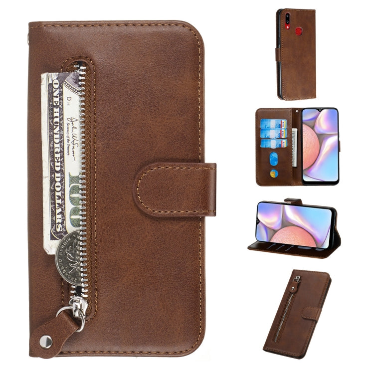 For Galaxy A10s Fashion Calf Texture Zipper Horizontal Flip PU Leather Case, with Holder & Card Slots & Wallet