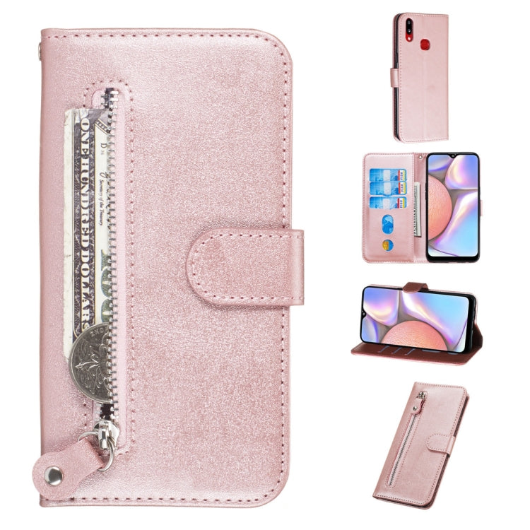 For Galaxy A10s Fashion Calf Texture Zipper Horizontal Flip PU Leather Case, with Holder & Card Slots & Wallet