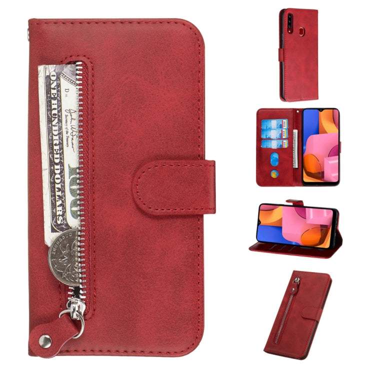 For Galaxy A20s Fashion Calf Texture Zipper Horizontal Flip PU Leather Case, with Holder & Card Slots & Wallet