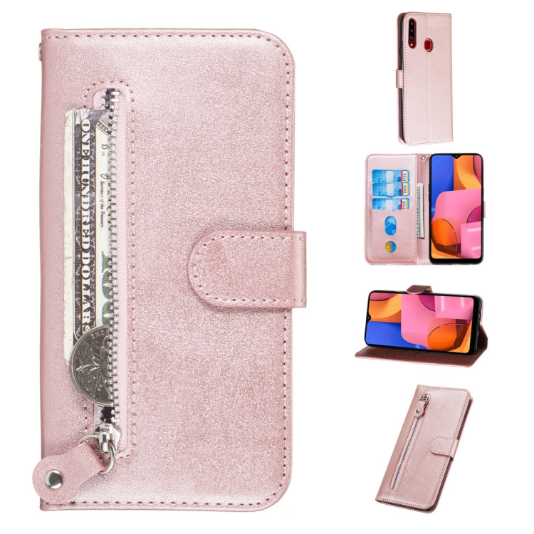 For Galaxy A20s Fashion Calf Texture Zipper Horizontal Flip PU Leather Case, with Holder & Card Slots & Wallet