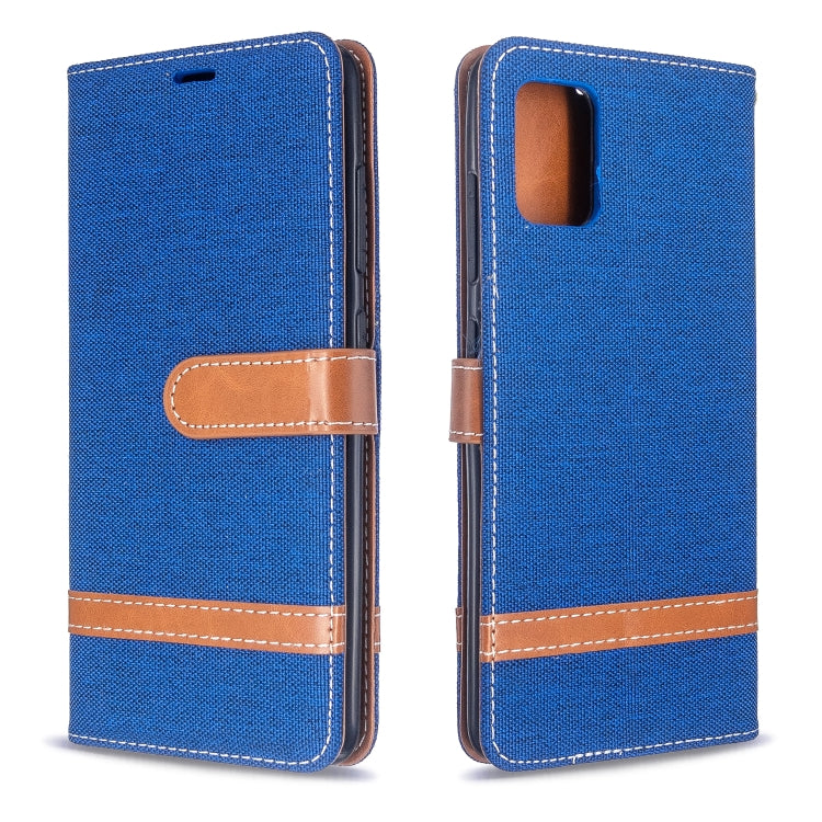 For Galaxy A51 Color Matching Denim Texture Horizontal Flip PU Leather Case with Holder & Card Slots & Wallet & Lanyard