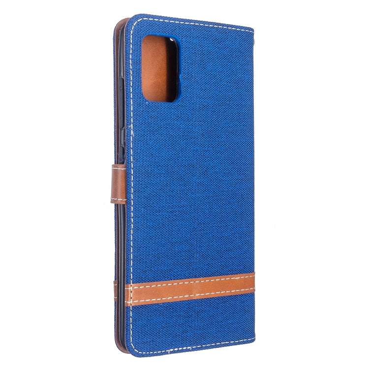 For Galaxy A51 Color Matching Denim Texture Horizontal Flip PU Leather Case with Holder & Card Slots & Wallet & Lanyard
