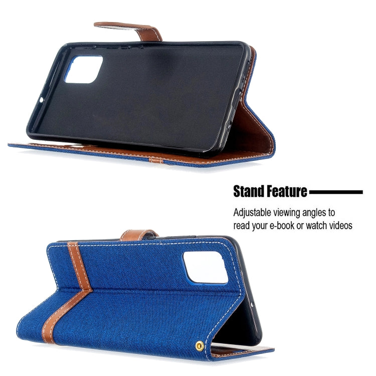 For Galaxy A51 Color Matching Denim Texture Horizontal Flip PU Leather Case with Holder & Card Slots & Wallet & Lanyard