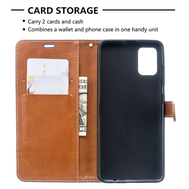 For Galaxy A51 Color Matching Denim Texture Horizontal Flip PU Leather Case with Holder & Card Slots & Wallet & Lanyard