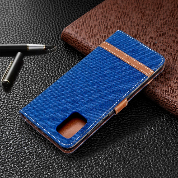 For Galaxy A51 Color Matching Denim Texture Horizontal Flip PU Leather Case with Holder & Card Slots & Wallet & Lanyard