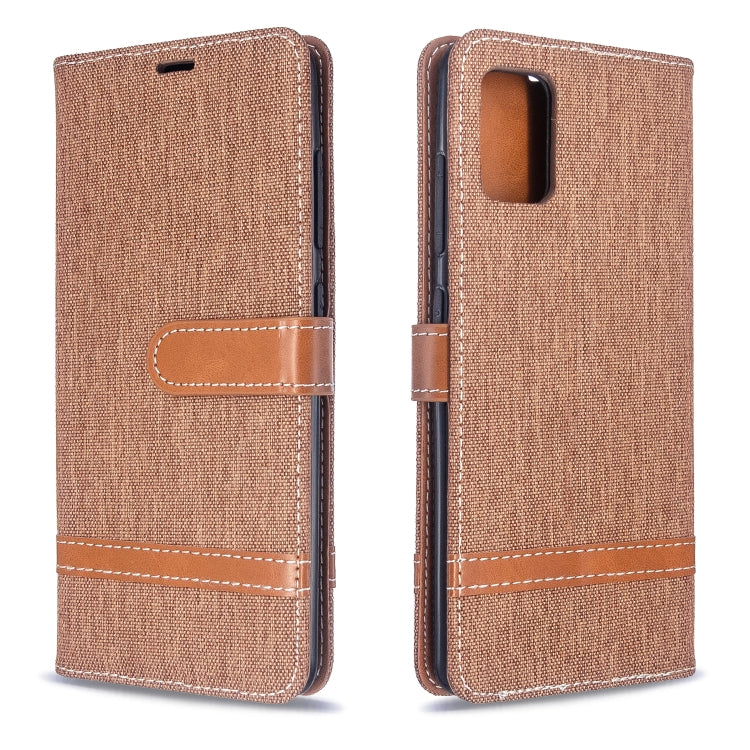 For Galaxy A51 Color Matching Denim Texture Horizontal Flip PU Leather Case with Holder & Card Slots & Wallet & Lanyard