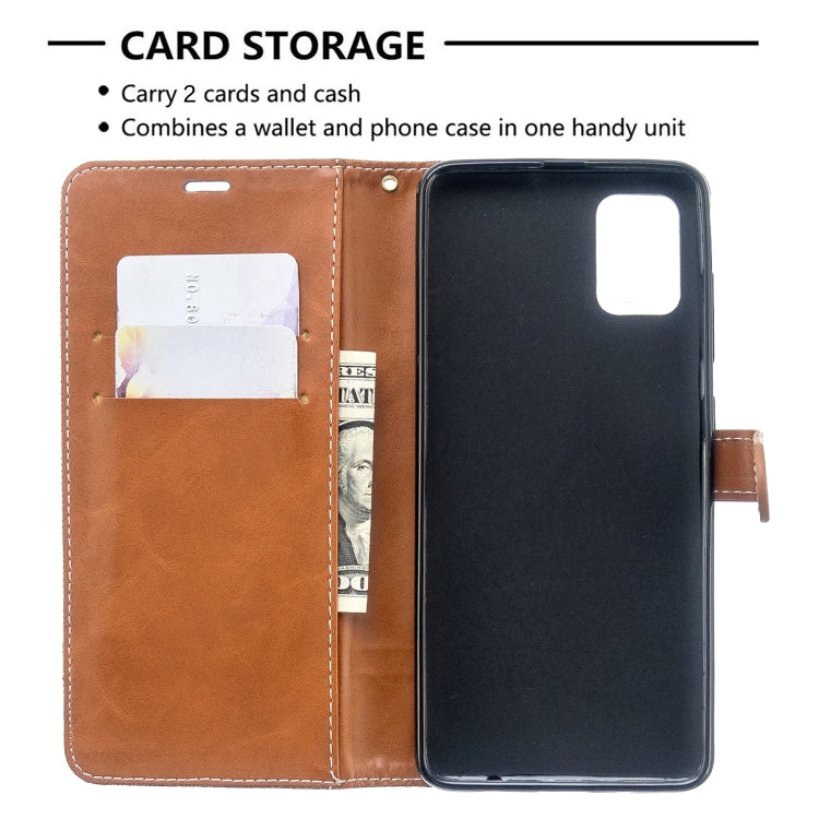 For Galaxy A51 Color Matching Denim Texture Horizontal Flip PU Leather Case with Holder & Card Slots & Wallet & Lanyard