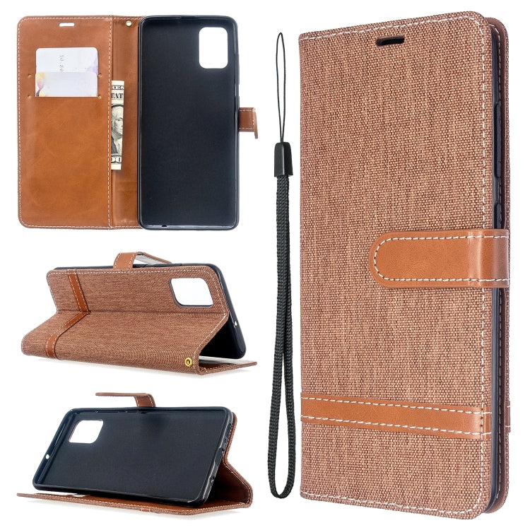 For Galaxy A51 Color Matching Denim Texture Horizontal Flip PU Leather Case with Holder & Card Slots & Wallet & Lanyard